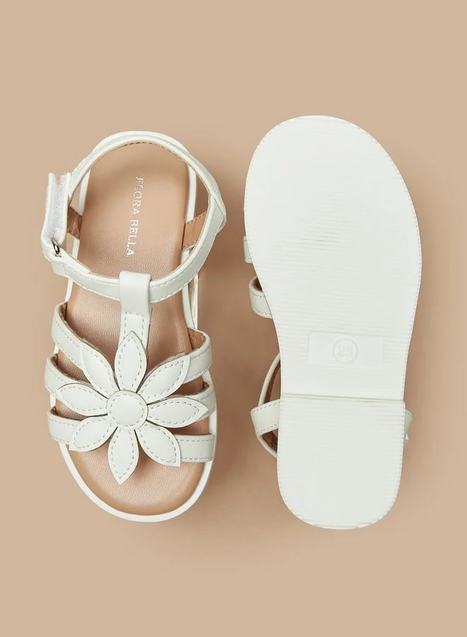 فلورا بيلا من شو إكسبرس Girl's Floral Applique Strap Sandals with Hook and Loop Closure Ramadan Collection
