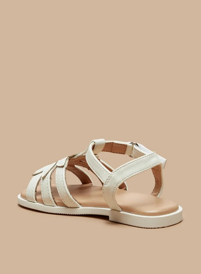 فلورا بيلا من شو إكسبرس Girl's Floral Applique Strap Sandals with Hook and Loop Closure Ramadan Collection