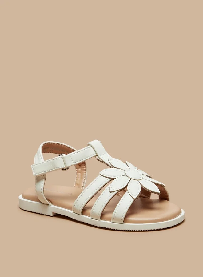فلورا بيلا من شو إكسبرس Girl's Floral Applique Strap Sandals with Hook and Loop Closure Ramadan Collection