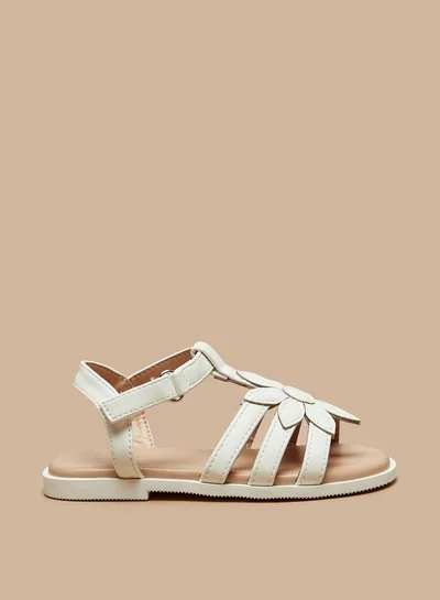 فلورا بيلا من شو إكسبرس Girl's Floral Applique Strap Sandals with Hook and Loop Closure Ramadan Collection