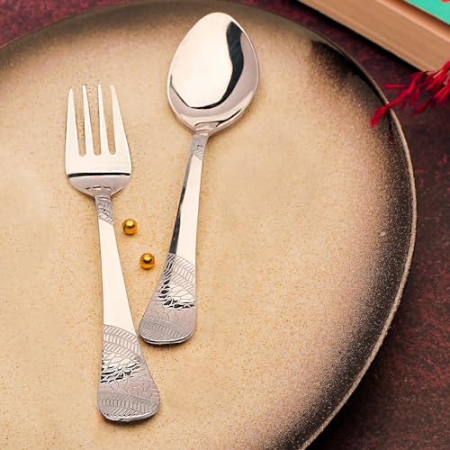 Parage 12 Pieces Stainless Steel Cutlery Set, 18.5 cm, Premium Cutlery for Home & Kitchen, Luxury Dining Tableware Gift for House Warming, Silver Imperial Design (6 Table Spoons & 6 Table Forks) - Image 4