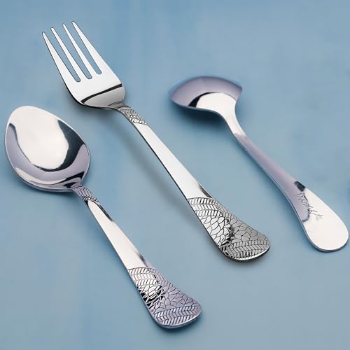 Parage 12 Pieces Stainless Steel Cutlery Set, 18.5 cm, Premium Cutlery for Home & Kitchen, Luxury Dining Tableware Gift for House Warming, Silver Imperial Design (6 Table Spoons & 6 Table Forks) - Image 5
