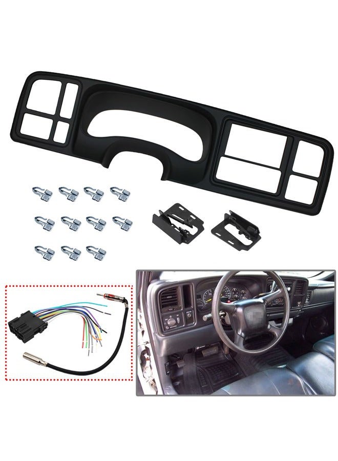 YHB Double DIN Car Stereo Radio Install Dash Kit W/Wiring Harness & Antenna Adapter Fit 1999-2002 GM Full-Size Trucks/SUV's Silverado Sierra - Image 1