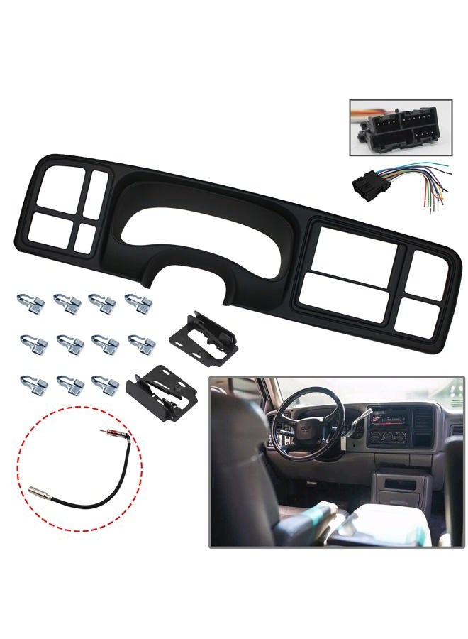 YHB Double DIN Car Stereo Radio Install Dash Kit W/Wiring Harness & Antenna Adapter Fit 1999-2002 GM Full-Size Trucks/SUV's Silverado Sierra - Image 4