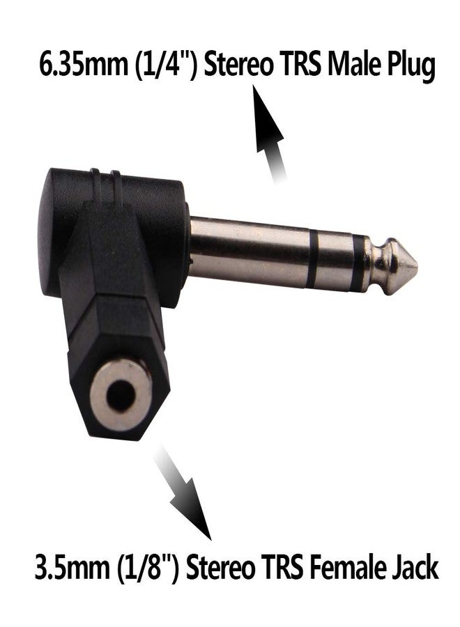 Oxsubor 1/4 Inch TRS to 3.5mm Right Angle Adapter,6.35mm Male to 3.5mm Female 90 Degree Stereo Headphone Audio Adaptor Converter Connector (1/4'' TRS Right Angle Adapter (2PCS) - Image 2