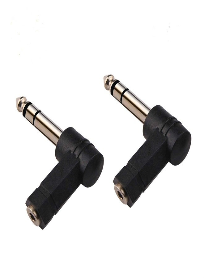 Oxsubor 1/4 Inch TRS to 3.5mm Right Angle Adapter,6.35mm Male to 3.5mm Female 90 Degree Stereo Headphone Audio Adaptor Converter Connector (1/4'' TRS Right Angle Adapter (2PCS) - Image 1