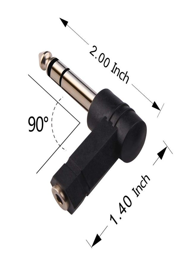 Oxsubor 1/4 Inch TRS to 3.5mm Right Angle Adapter,6.35mm Male to 3.5mm Female 90 Degree Stereo Headphone Audio Adaptor Converter Connector (1/4'' TRS Right Angle Adapter (2PCS) - Image 3