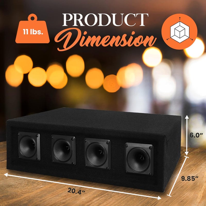 Pyle -Pro 4 Way DJ Speaker System, 300 Watt Power, 150 RMS, Four 3 Inch Horn Piezo Tweeters, 8 Ohm Impedance, Full Range Audio Reproduction, Black Carpeted Finish - Image 3