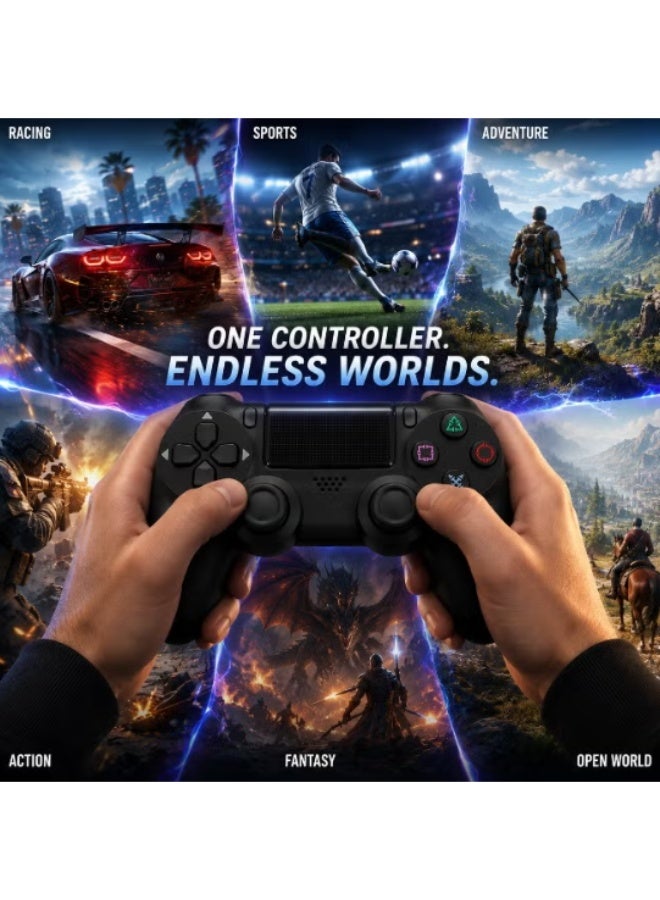 Wireless PS4 Game Controller, Double Motor Vibration, Touchpad, Built-In Speaker, white - Image 4