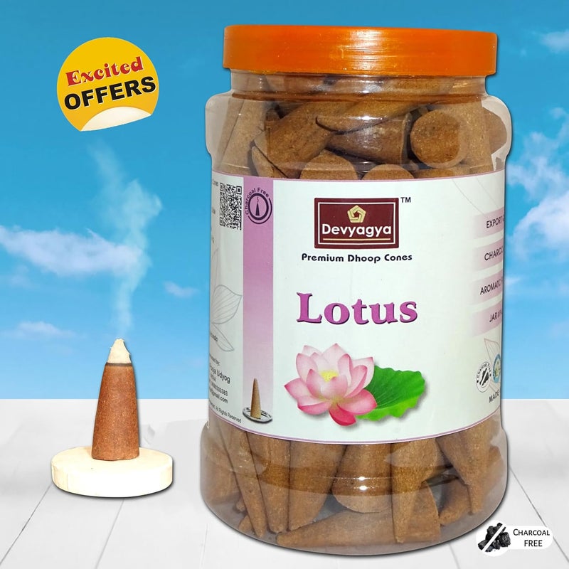 Devyagya Lotus Dhoop Cones Premium Dhoop Spritual Vibes Charcoal Free Kamal Dhoop 250G Dry Dhoop Long Lasting Fragrance for Home Office and Meditation Large Pack Offer Applicable - Image 2