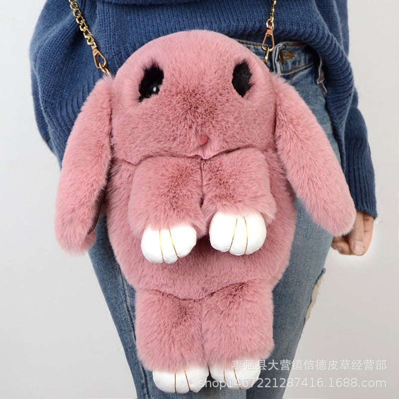 2024 Cute Plush Bunny Crossbody Kids Bag Bean paste powder 