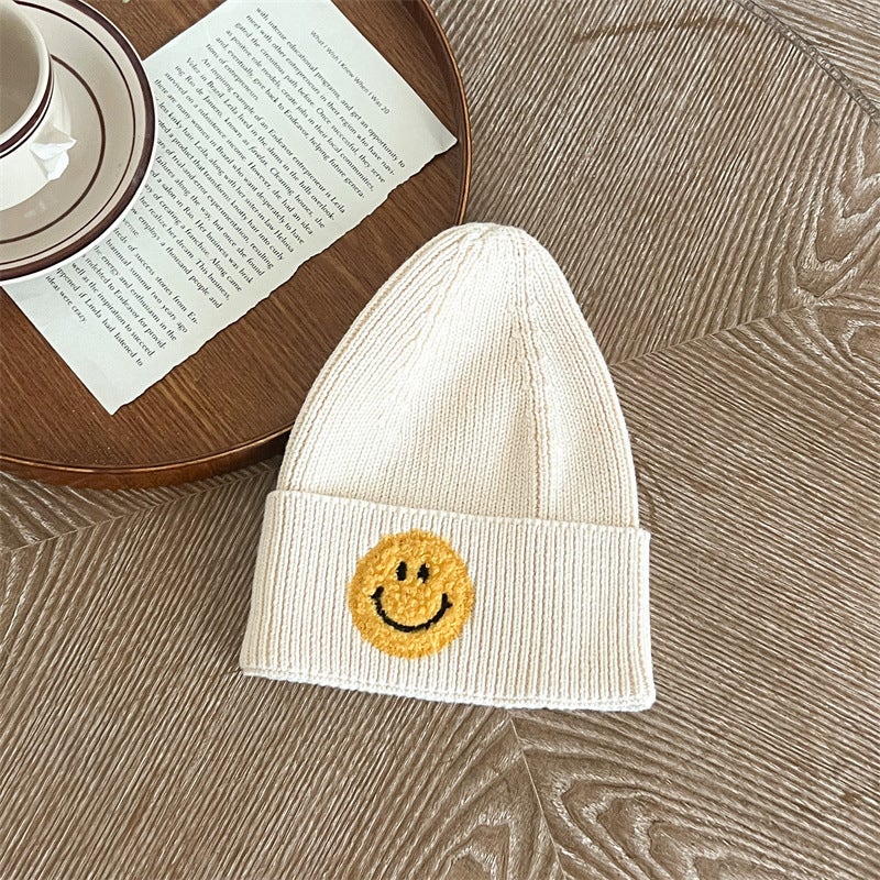 Autumn Winter Cotton Knit Baby Hat Milky White  - Image 4