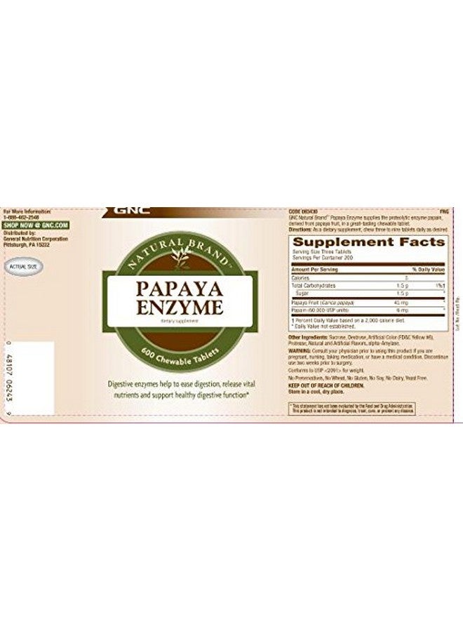 GNC Natural Brand Papaya Enzyme, 240 Tablets, Supports Healthy Digestive Function - Image 3