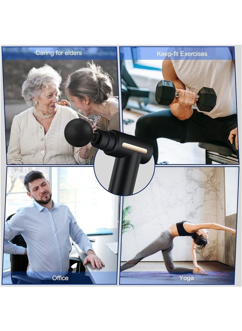 Arabest Mini Massage Gun, Portable 6 Speeds Muscle Massager Deep Tissue with 4 Massage Heads, Super Quiet Type-C Charging Percussion Massage Gun for Muscle Pain Stiffness Relief - Image 3