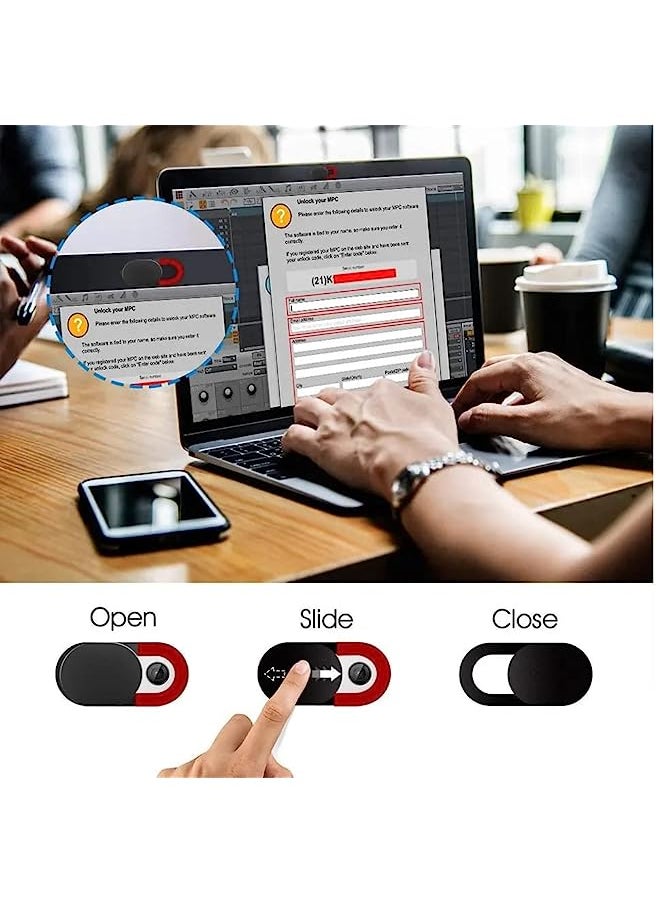 erorex - BAG 6 Pieces White And Black Webcam Universal Spy Camera Blocker Shutter Cover Sliding Ultra Slim for Laptop Macbook Computer Mobile and Accessories Protect Your Privacy Security - Image 1