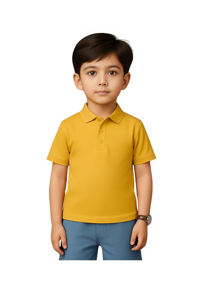 PRINTSHOP4ME Basic Unisex Kids polo T-shirt 230 GSM (Yellow) - Image 1