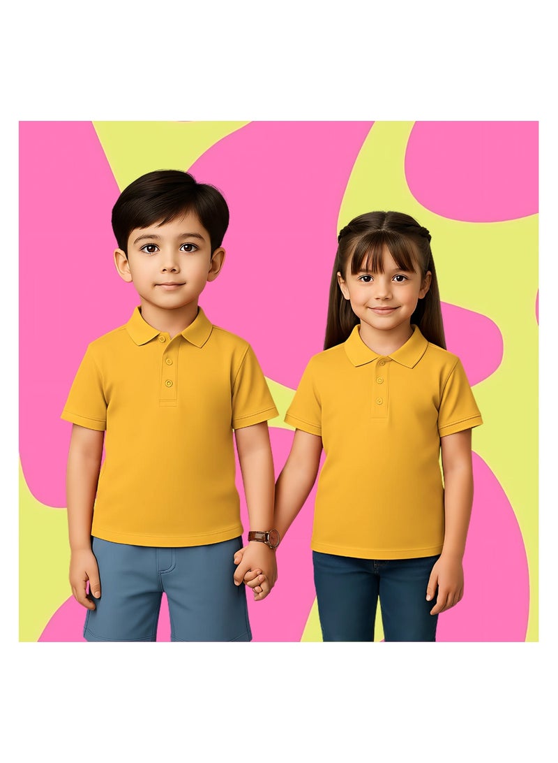 PRINTSHOP4ME Basic Unisex Kids polo T-shirt 230 GSM (Yellow) - Image 3