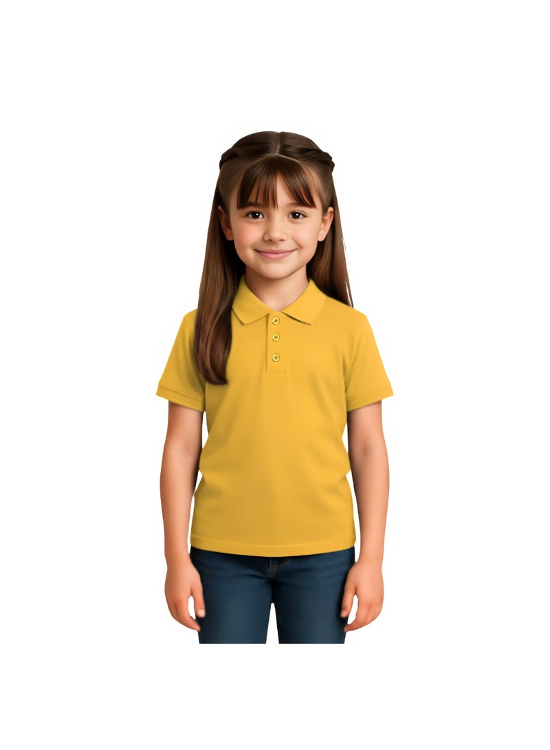PRINTSHOP4ME Basic Unisex Kids polo T-shirt 230 GSM (Yellow) - Image 2