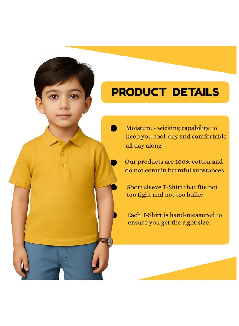 PRINTSHOP4ME Basic Unisex Kids polo T-shirt 230 GSM (Yellow) - Image 4