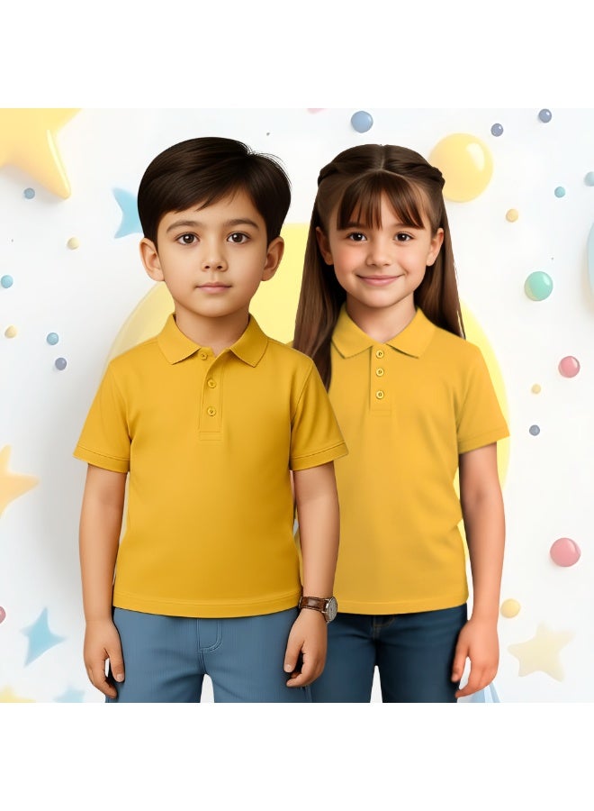 PRINTSHOP4ME Basic Unisex Kids polo T-shirt 230 GSM (Yellow) - Image 5