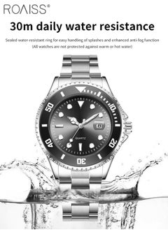 roaiss Stainless Steel Strap Couple Quartz Watch Set, Analog Display Round Dial with Rotatable Bezel, Luminous Waterproof Calendar Watch Gift for Men Women  - Image 5