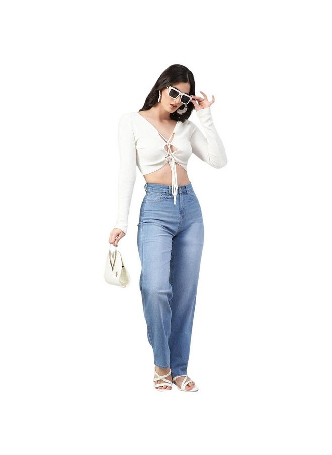 Kotty KOTTY Womens High Rise Cotton Lycra Solid Jeans Light Blue  - Image 3