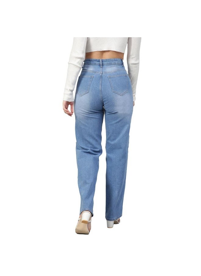 Kotty KOTTY Womens High Rise Cotton Lycra Solid Jeans Light Blue  - Image 4