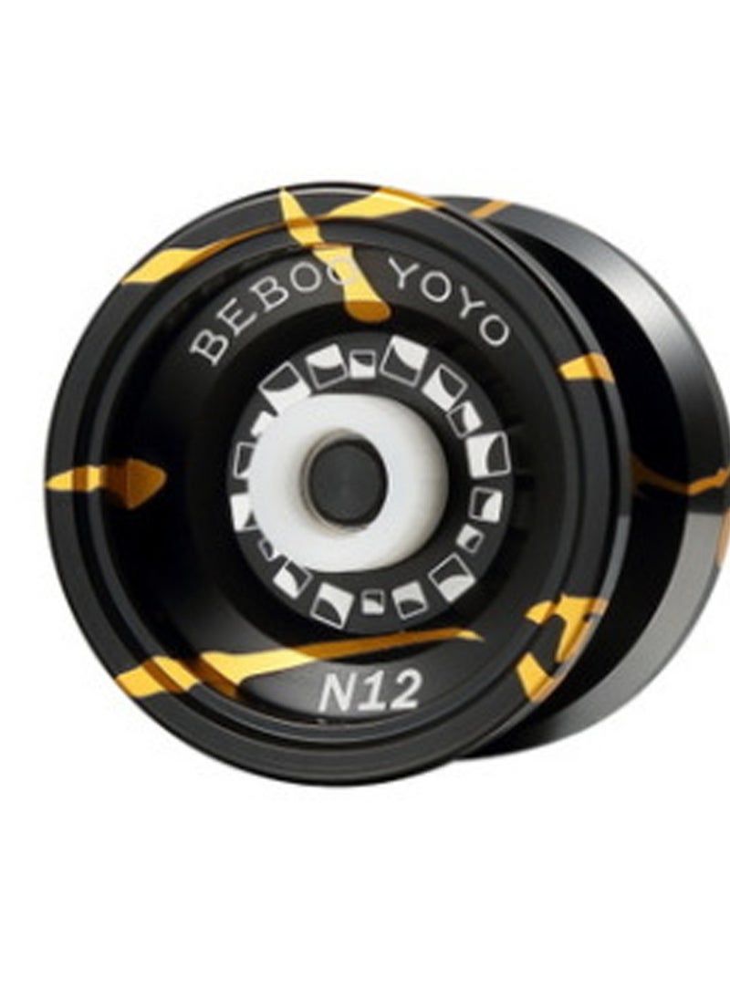 بيبو N12 Black Gold، يويو احترافي غير تفاعلي، مناسب للأطفال والكبار، مع وضع الاستخدام المزدوج، وضع تفاعل المعدن للمبتدئين + محمل يويو + خيط كروي  - Image 1
