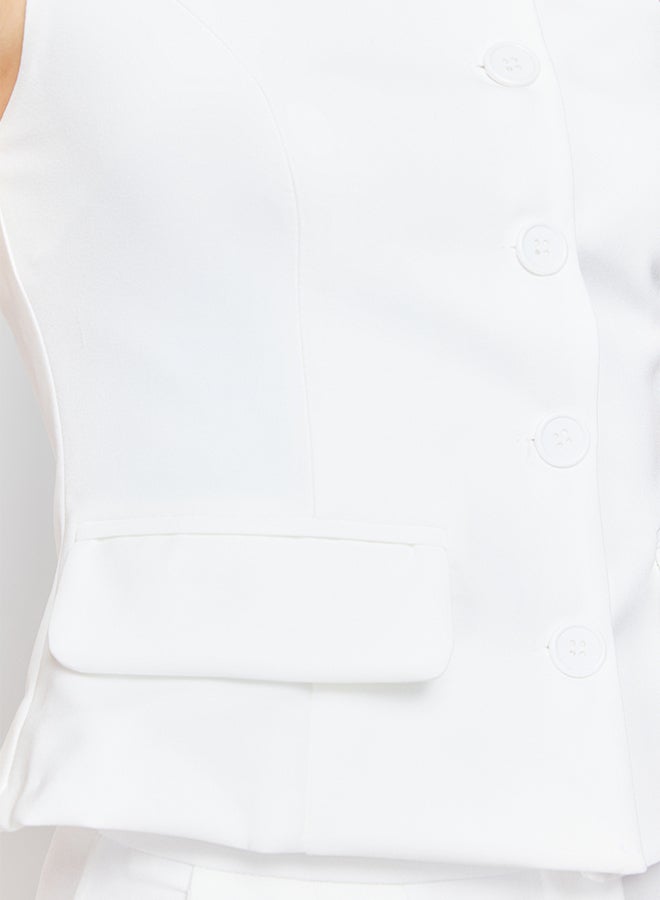 trendyol Ecru Fitted Single Sleeve Crop Woven Vest TWOSS24YE00016 - Image 5