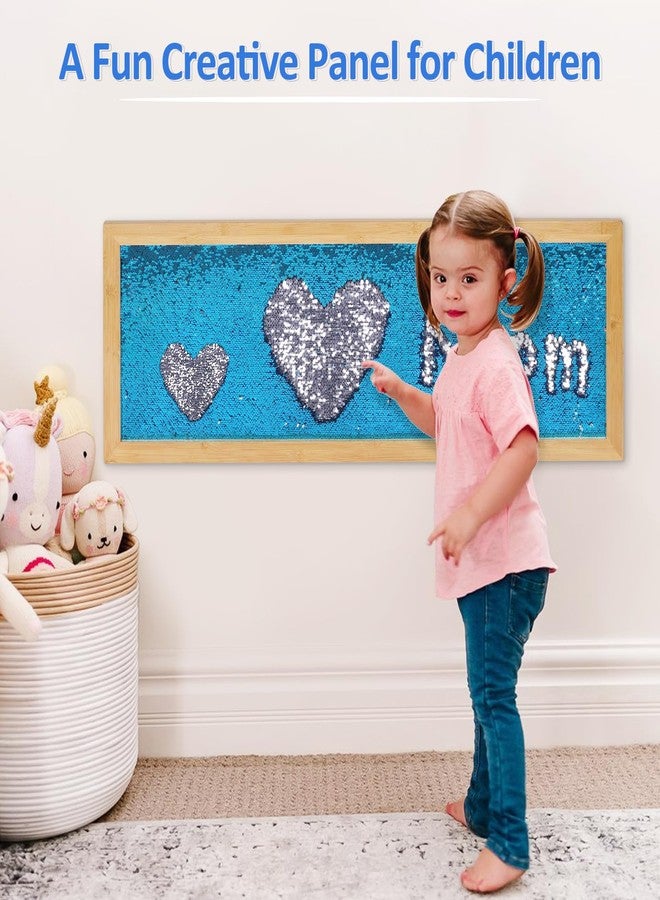 Flenpptly Sensory Wall | Sensory Wall Panel for Kids | Sequin Fabric Sensory Wall | Sequin Sensory Wall Frame | Sequin Flip Fabric | Sensory Wall Panel | Wall Sensory Board (Blue) - Image 3