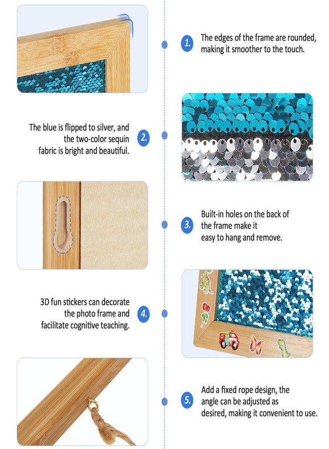 Flenpptly Sensory Wall | Sensory Wall Panel for Kids | Sequin Fabric Sensory Wall | Sequin Sensory Wall Frame | Sequin Flip Fabric | Sensory Wall Panel | Wall Sensory Board (Blue) - Image 5