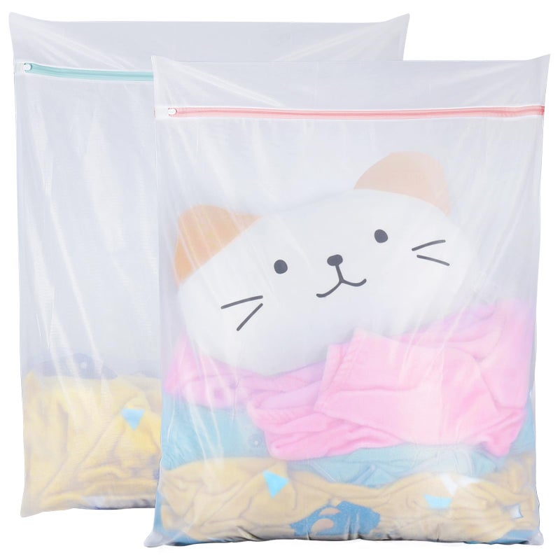 Tenn Well Large Mesh Laundry Bags 2 Pack 35 in x 27 in Washable Fine Net Washing Machine Bags for Delicates Blankets Comforters Bedding Clothing Toys Pet Items