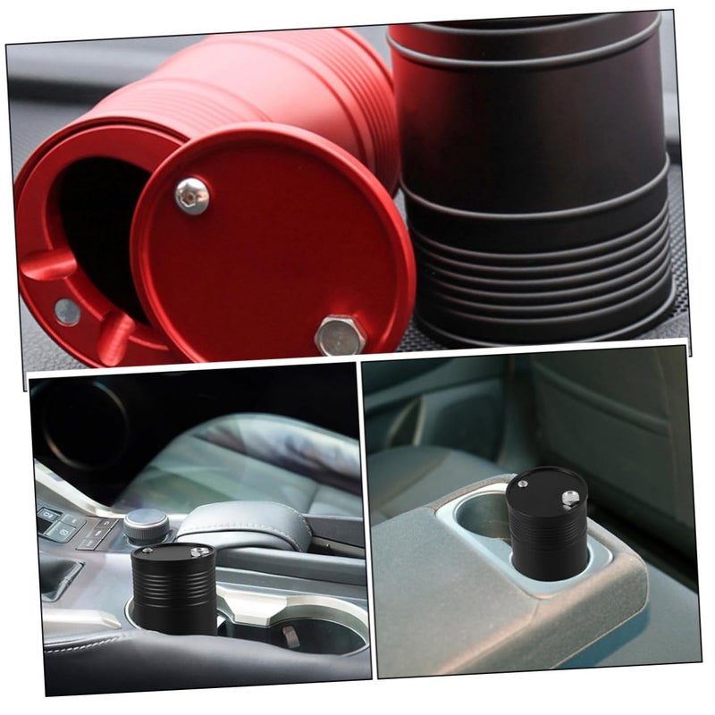 Portable Car Ashtray with Lid Smokeless for Cup Holder Black and Red 2 Pack - Image 4