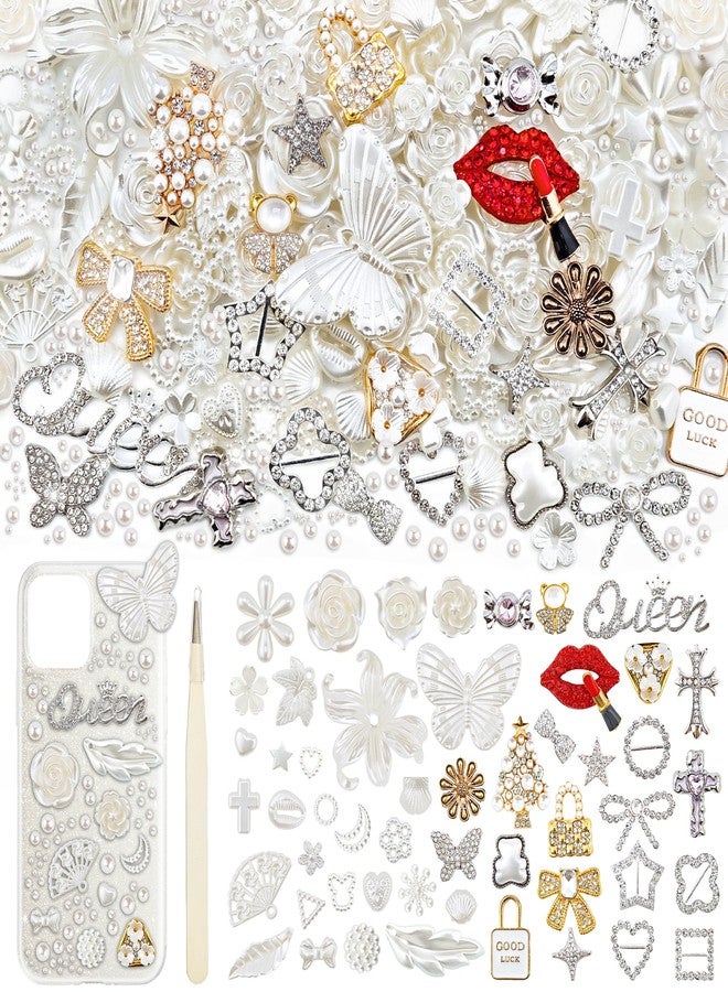 Jyukan Junk Case Charms Kit Cute Rhinestones Charms for Customizing Cases Nail Art Flatback Pearls Resin Charm for DIY Crafts, Shoes - Image 1