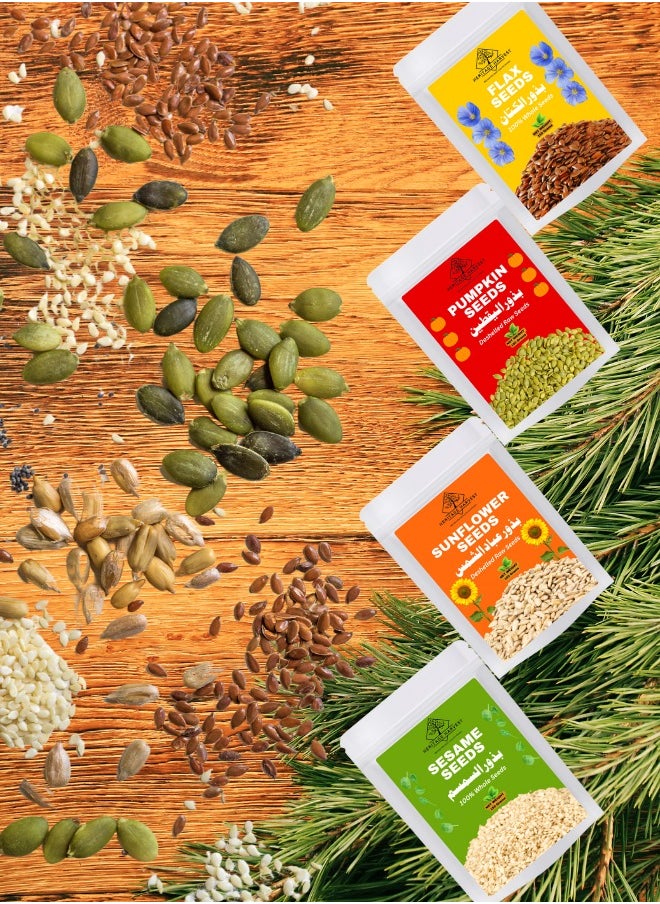 HERITAGE HARVEST - Pack of 4 Superfood Seeds Cycling – Flax, Sunflower, Pumpkin & Sesame Seeds for Heart Health, Energy Boost, Skin Glow, Omega-3, Protein, Antioxidants, Weight Management, Energy Boost, Hormonal Balance & PCOS, PCOD Support - Image 1