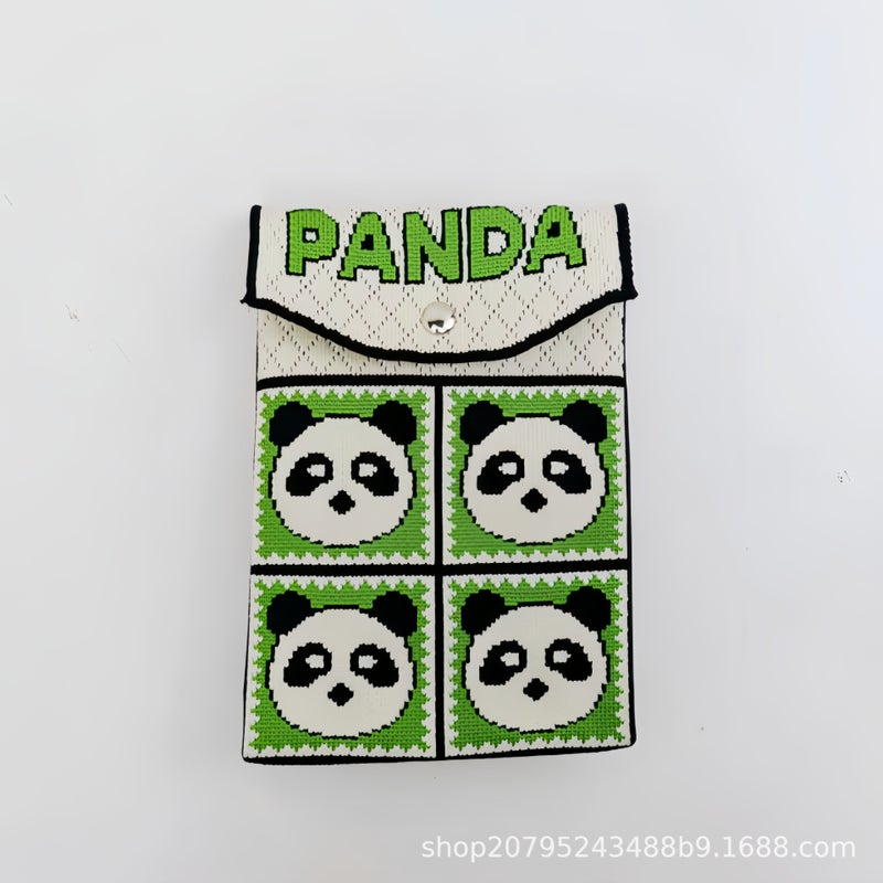 New Fashion All-Match Fashionable Knitted Bag Hand Bag Casual Cute Crossbody Bag Panda Mobile Phone Bag - Image 1