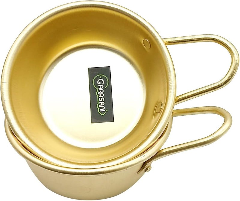 GARASANI 2 Pack Korean Traditional Wine Bowls Korean Wine Bowl Hiking Soup Dish Aluminum Yellow 47 inches - Image 1