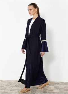 trendyol Navy Blue Embroidered Sleeve Woven Cap & Abaya TCTSS24KF00029  - Image 1