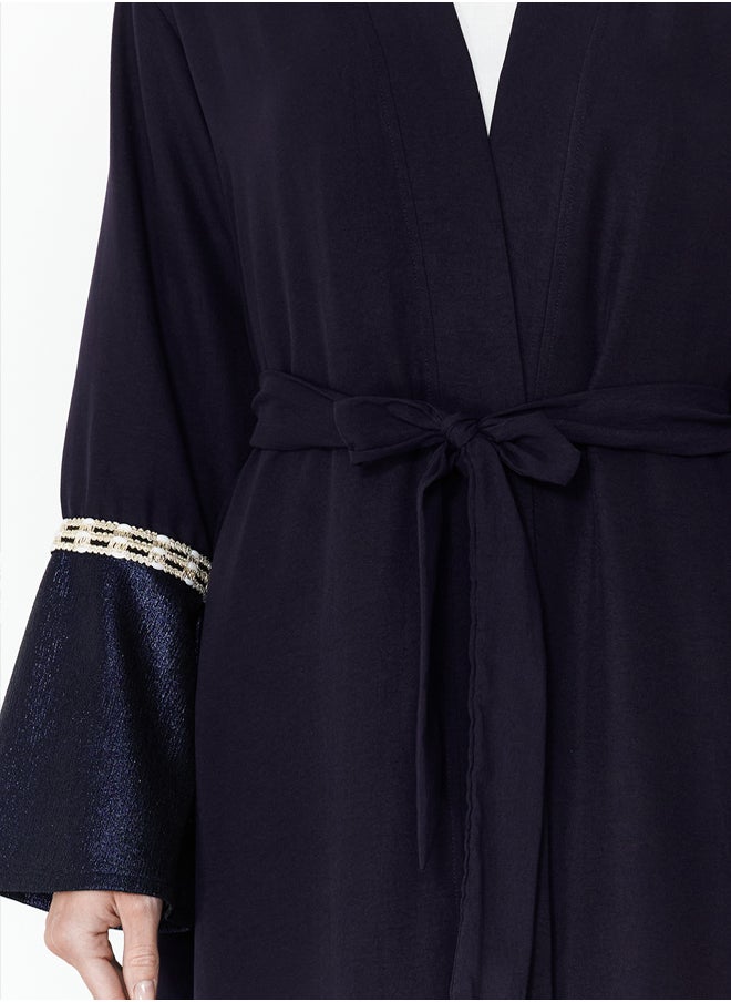 trendyol Navy Blue Embroidered Sleeve Woven Cap & Abaya TCTSS24KF00029  - Image 5