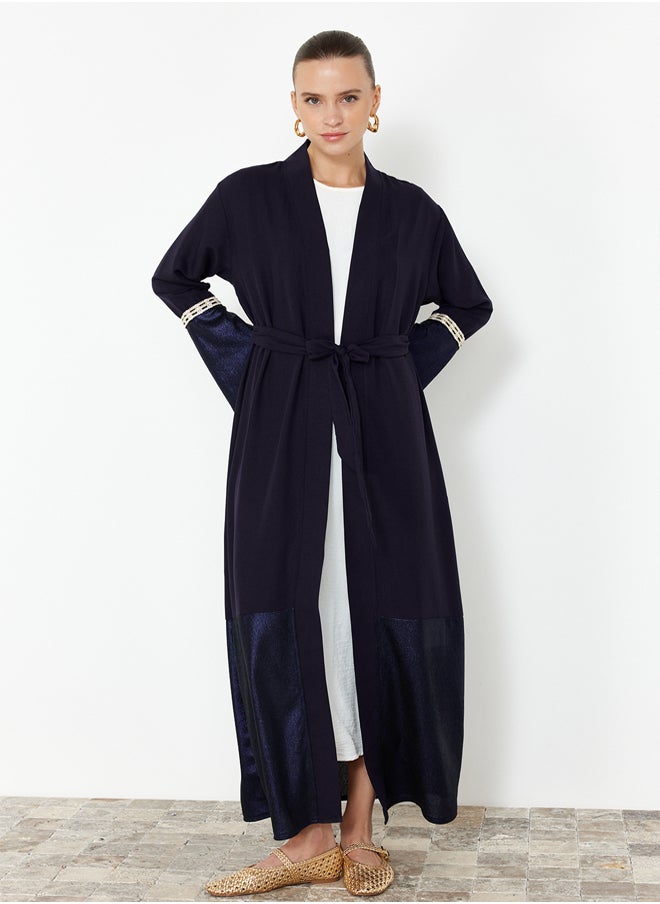 trendyol Navy Blue Embroidered Sleeve Woven Cap & Abaya TCTSS24KF00029  - Image 3