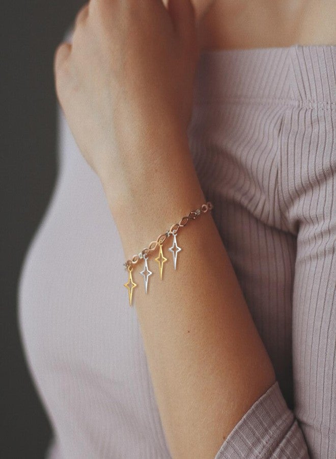 YQQYG 100 Pcs Star Charms, Gold Silver Star Pendant Charm for Jewelry Making, 0.9 * 0.4 in Mini Metal Hollow Four-pointed Star Charms for DIY Craft, Necklace, Earring, Bracelet, Pendant, Charms - Image 2