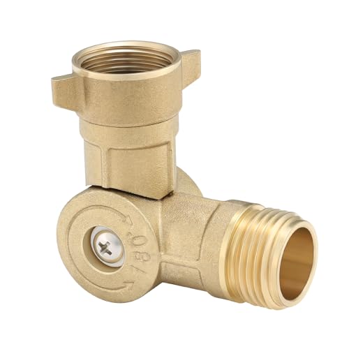 MEASUREMAN RV 180Degree Rotating Brass Hose Elbow Connector 34 GHT Female 34 GHT Male Thread RV Drinking Water and Garden Hose Adapter Easy Grip Design - Image 1