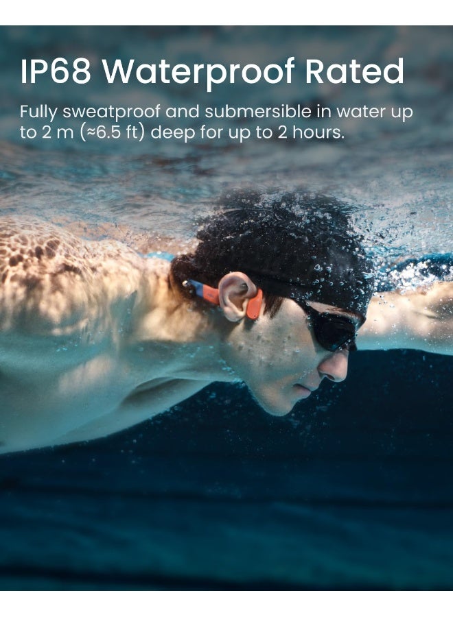 SHOKZ Openswim Pro Bone Conduction Sports Headphones,Ip68 Waterproof Open Ear Wireless Earphones With Bluetooth 5.4, 32Gb Of Mp3 Storage, Noise Canceling Mics, 9H Playtime For Running, Swimming- Red - Image 4