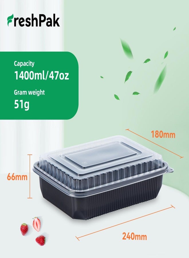 FRESHPAK Meal Prep Containers Reusable 40 Pack 47oz - Shrink Wrap Leakproof | BPA Free Freezer & Microwave Safe Meal Prep | Portion Control Leftovers Food Container with Lid | Catering Takeout Boxes - Image 2
