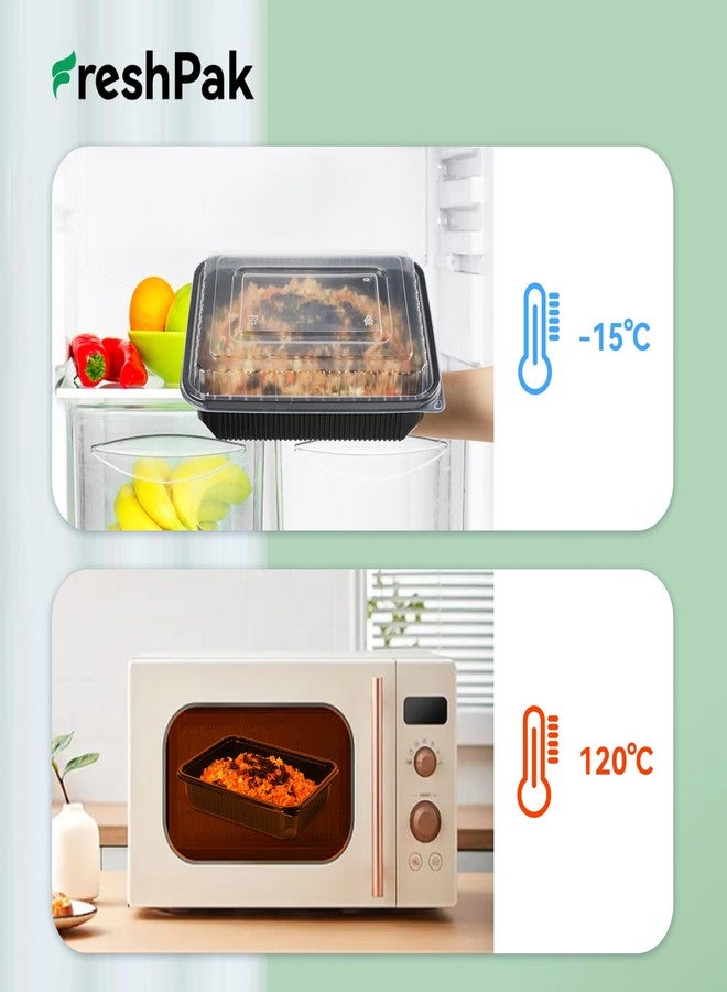FRESHPAK Meal Prep Containers Reusable 40 Pack 47oz - Shrink Wrap Leakproof | BPA Free Freezer & Microwave Safe Meal Prep | Portion Control Leftovers Food Container with Lid | Catering Takeout Boxes - Image 3