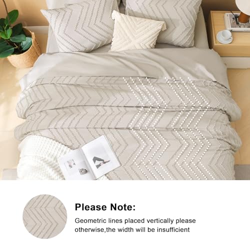 Litanika Queen Comforter Set with Sheets Beige - 7 Pieces Bed in a Bag Queen Chevron Tufted Complete Bedding Sets with Comforter, Sheets, Pillowcases & Shams - Image 3