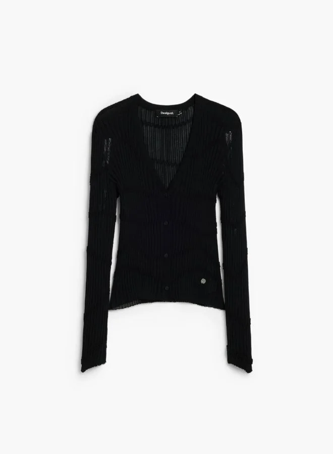 DESIGUAL Fitted textured cardigan