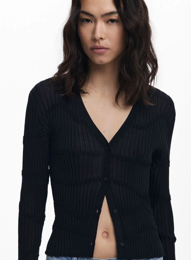 DESIGUAL Fitted textured cardigan
