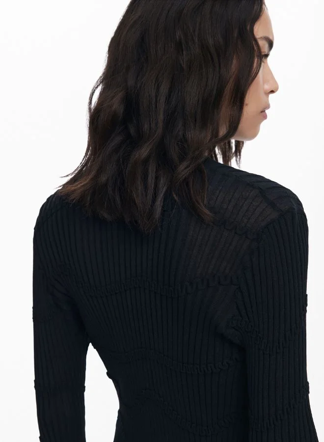DESIGUAL Fitted textured cardigan