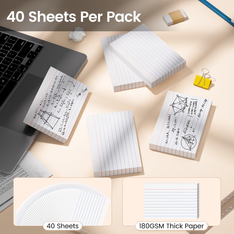 Ciphyfee Index Cards 4x6, 200 Sheets, Ruled White Flash Cards for Effective Studying and Note-Taking, Premium Note Cards, Essential School Supplies for College & Office, Home Organization & Study Supplies - Image 4